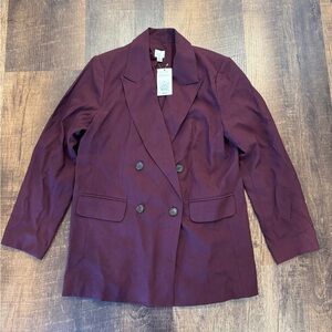 A new day Women's maroon oversized Double-Breasted Blazer